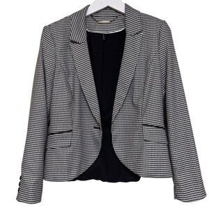 White House Black Market White and Black Houndstooth Blazer Jacket Size 8P